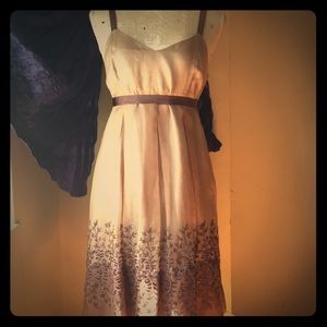 Silk Spaghetti Strap Dress w Beautiful Embroidery